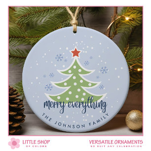 Modern Christmas Tree Merry Everything Ceramic Ornament