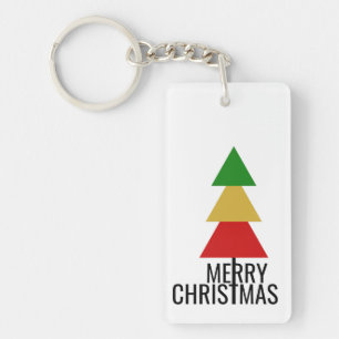 MODERN CHRISTMAS TREE MERRY XMAS CUSTOM TEXT GIFT KEY RING