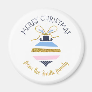 Modern Christmas Tree Ornament Personalised Magnet