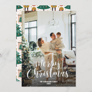 Modern Christmas Tree Ornaments Chocolate Photo Holiday Card