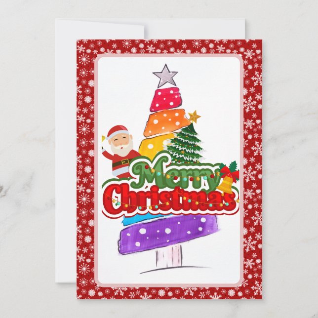 Modern Christmas Tree Painting Colourful Holiday Card (Front)