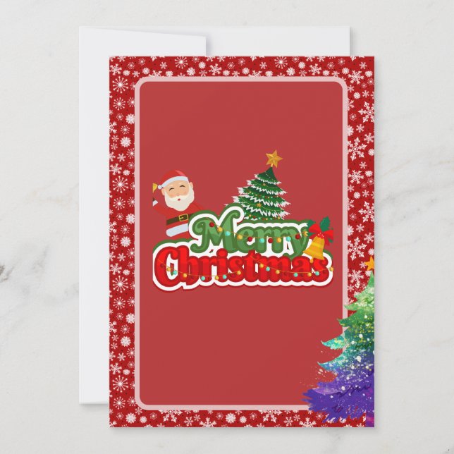 Modern Christmas Tree Painting Colourful Holiday Card (Front)