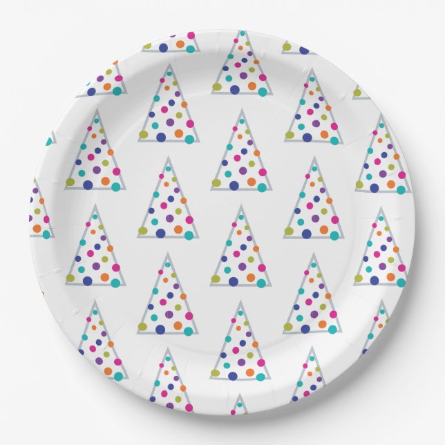 Modern Christmas Tree Paper Plate (Front)