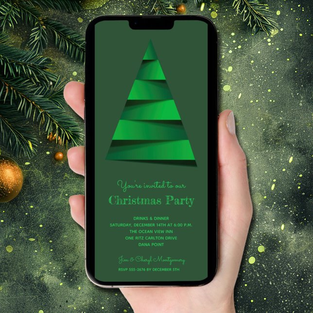 Modern Christmas Tree Party Invitation (Modern Christmas Tree Party Invitations - INSTANT DOWNLOAD and/or PRINTED)