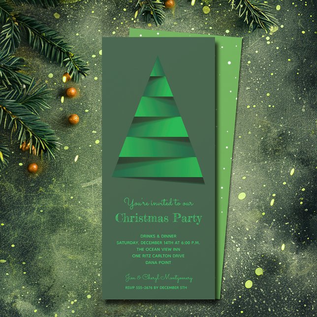 Modern Christmas Tree Party Invitation (Modern Christmas Tree Party Invitations - PRINTED and/or INSTANT DOWNLOAD)