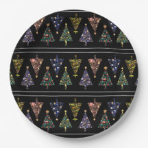 Modern Christmas Tree Party Plates - set 1