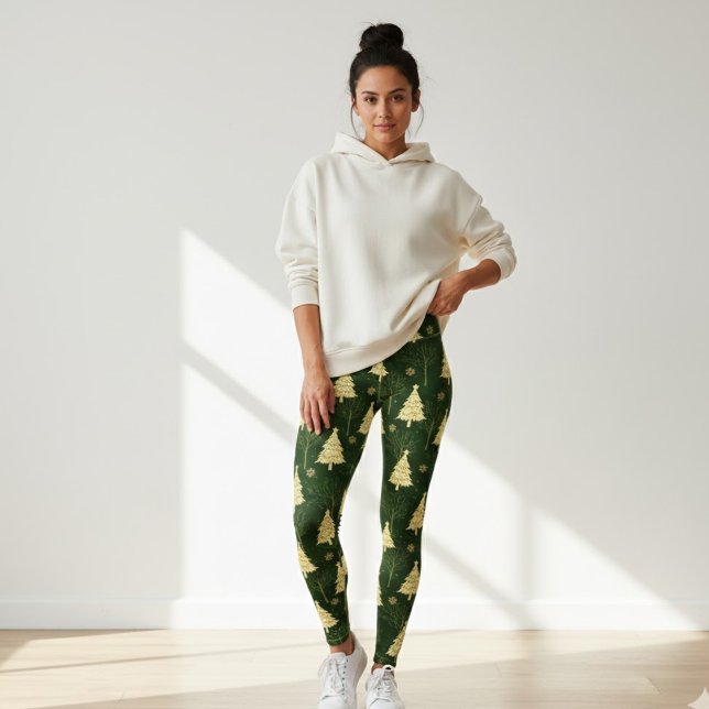 Modern Christmas Tree Pattern Leggings with Stars (Creator Uploaded)