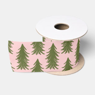 Modern Christmas Tree Pattern Satin Ribbon