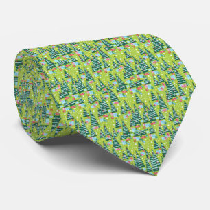 Modern Christmas Tree Pattern Tie Festive Green