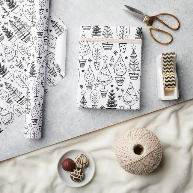 Modern Christmas Tree Pattern Wrapping Paper (Crafts)