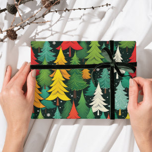 Modern Christmas tree pattern wrapping paper 