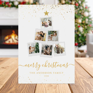 Modern Christmas Tree Photo Collage Holiday Card