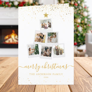 Modern Christmas Tree Photo Collage Holiday Card