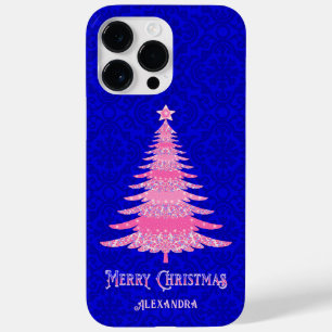 Modern Christmas Tree Pink Personalised Sparkle Case-Mate iPhone 14 Pro Max Case