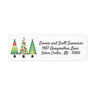 Modern Christmas tree Polka Dot Return Address Label