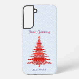 Modern Christmas Tree Red Blue Personalized Samsung Galaxy Case