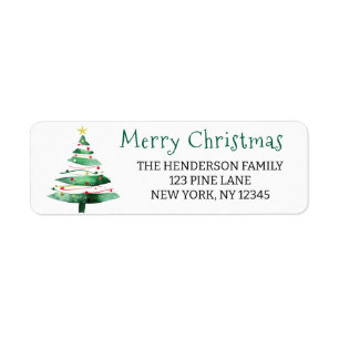 MODERN CHRISTMAS TREE RETURN ADDRESS LABEL