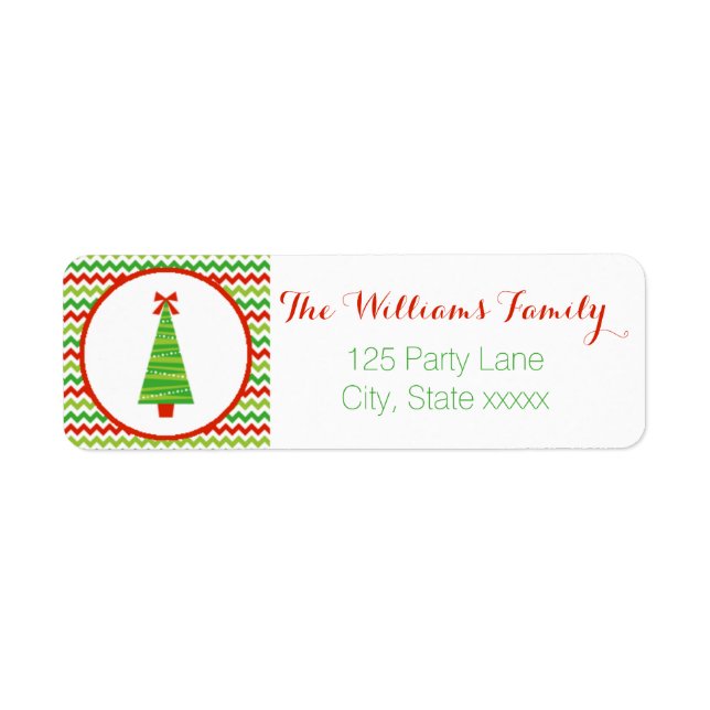 Modern Christmas Tree Return Address Label (Front)