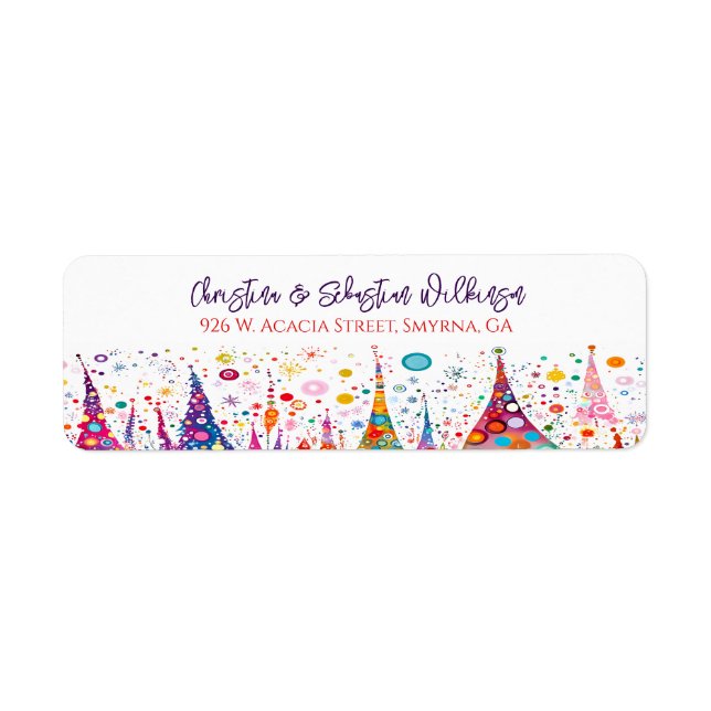 Modern Christmas Tree Return Address Label (Front)