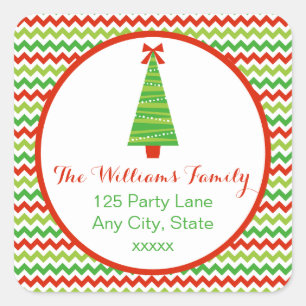 Modern Christmas Tree Return Address Sticker