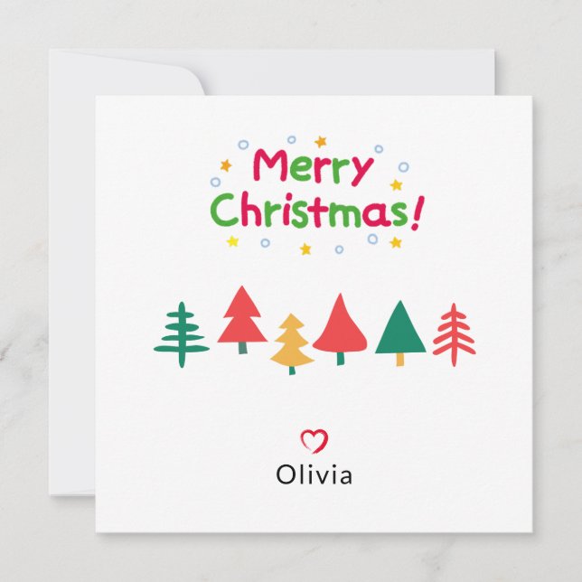 Modern  Christmas Tree Simple  Holiday Card (Front)