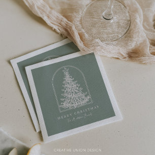 Modern Christmas Tree Sketch Arch Boho Holiday Napkin