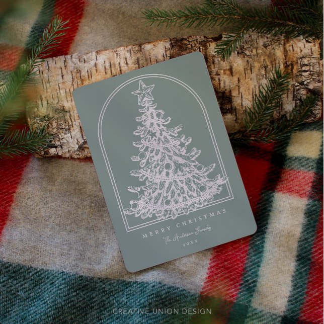 Modern Christmas Tree Sketch Arch Non Photo Holiday Card (christmas card
)