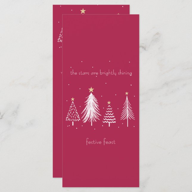 Modern Christmas Tree Stars - Red, White, Gold, Menu (Front/Back)
