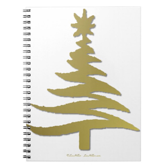 Modern Christmas Tree Stencil Print Gold Notebook (Front)