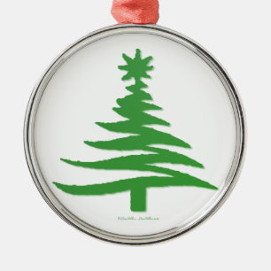 Modern Christmas Tree Stencil Print Green Metal Tree Decoration