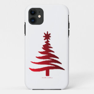 Modern Christmas Tree Stencil Print Red iPhone 11 Case