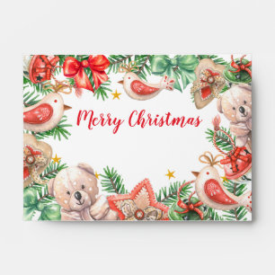 Modern Christmas Tree Teddy Bear Holiday Money Envelope