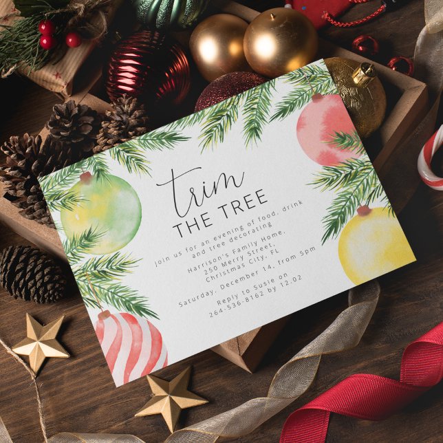 Modern Christmas Tree Trimming Party Invitation (Creator Uploaded)