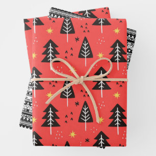 Modern Christmas Tree Wrapping Paper Sheets