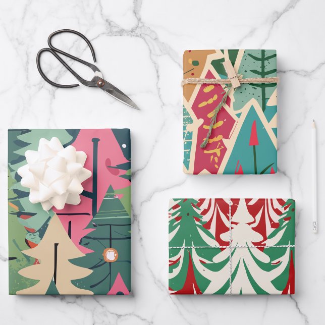 Modern Christmas tree wrapping paper with pattern (Creator Uploaded)
