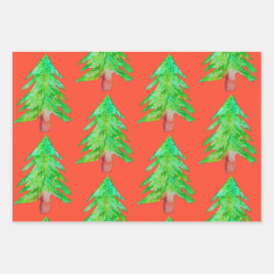 Modern Christmas trees colourful art design Wrapping Paper Sheet