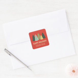 Modern Christmas Trees Corporate Happy Holidays Square Sticker