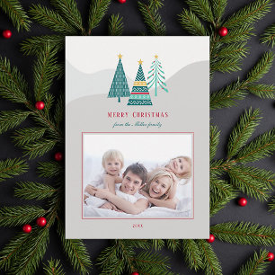Modern Christmas Trees Family Christmas Card