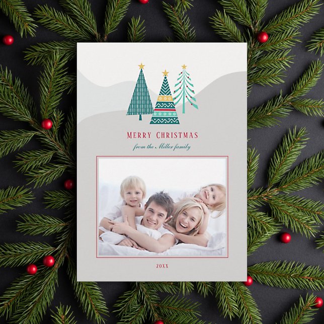 Modern Christmas Trees Family Christmas Card (Creator Uploaded)