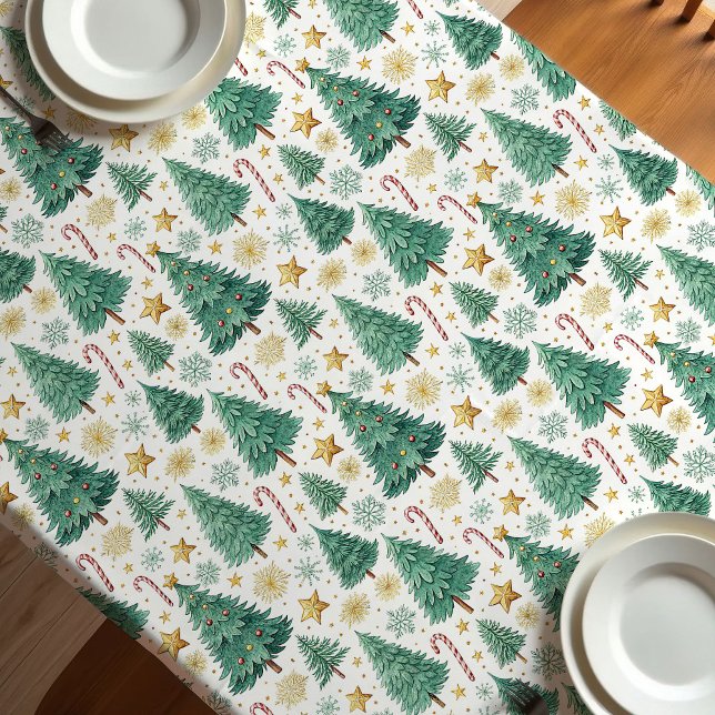 Modern Christmas trees festive holiday tablecloth (Modern Christmas trees festive holiday tablecloth)