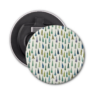 Modern Christmas Trees Illustrated Pattern Bottle Opener