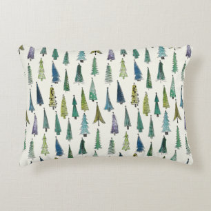 Modern Christmas Trees Illustrated Pattern Decorative Cushion