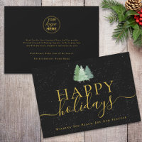 Modern Christmas Trees Logo Black Gold Business
