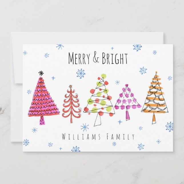 Modern Christmas Trees Merry & Bright Holiday (Front)