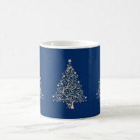 Modern Christmas Trees on Blue Background