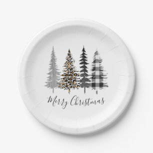 Modern Christmas Trees Paper Plate