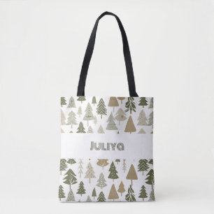 Modern Christmas Trees Pattern custom Tote Bag