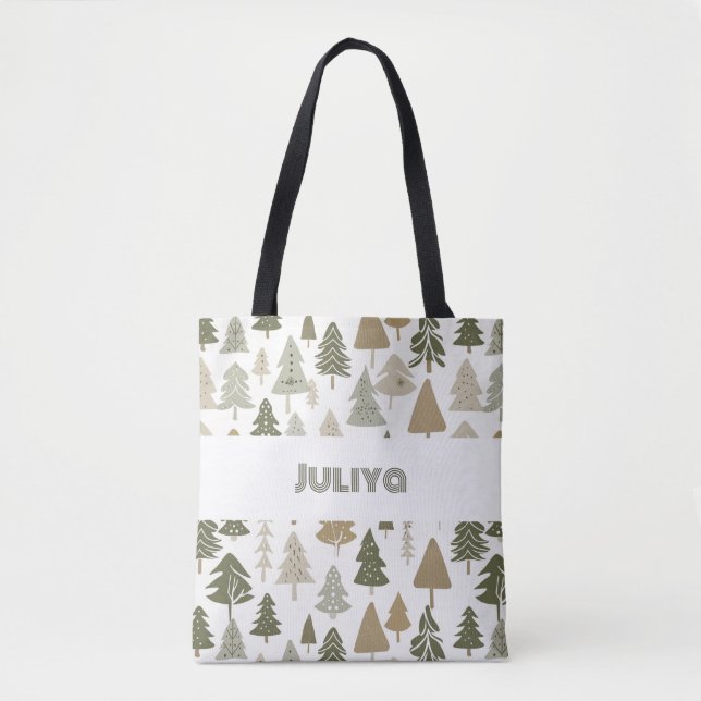 Modern Christmas Trees  Pattern custom Tote Bag (Front)