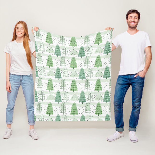 Modern Christmas Trees Pattern  Fleece Blanket (In Situ)
