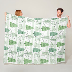 Modern Christmas Trees Pattern  Fleece Blanket